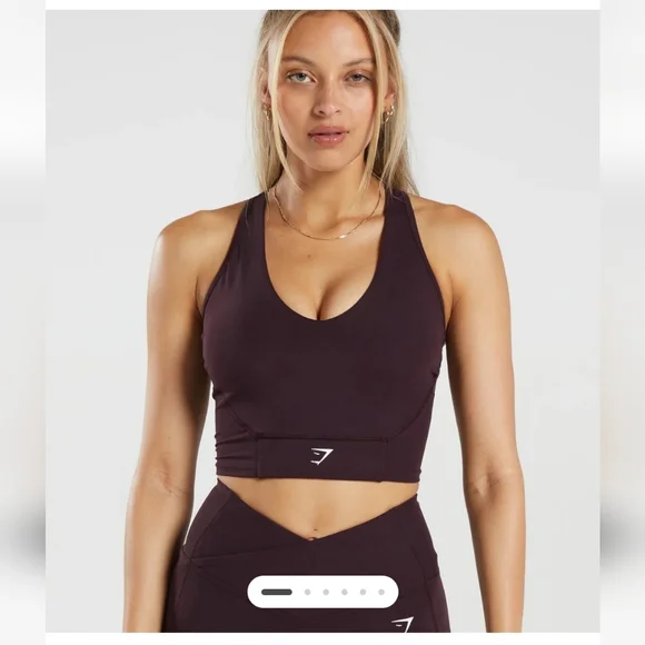 Gymshark Crop Mesh Tank Plum Brown Size Small - Picture 2 of 5